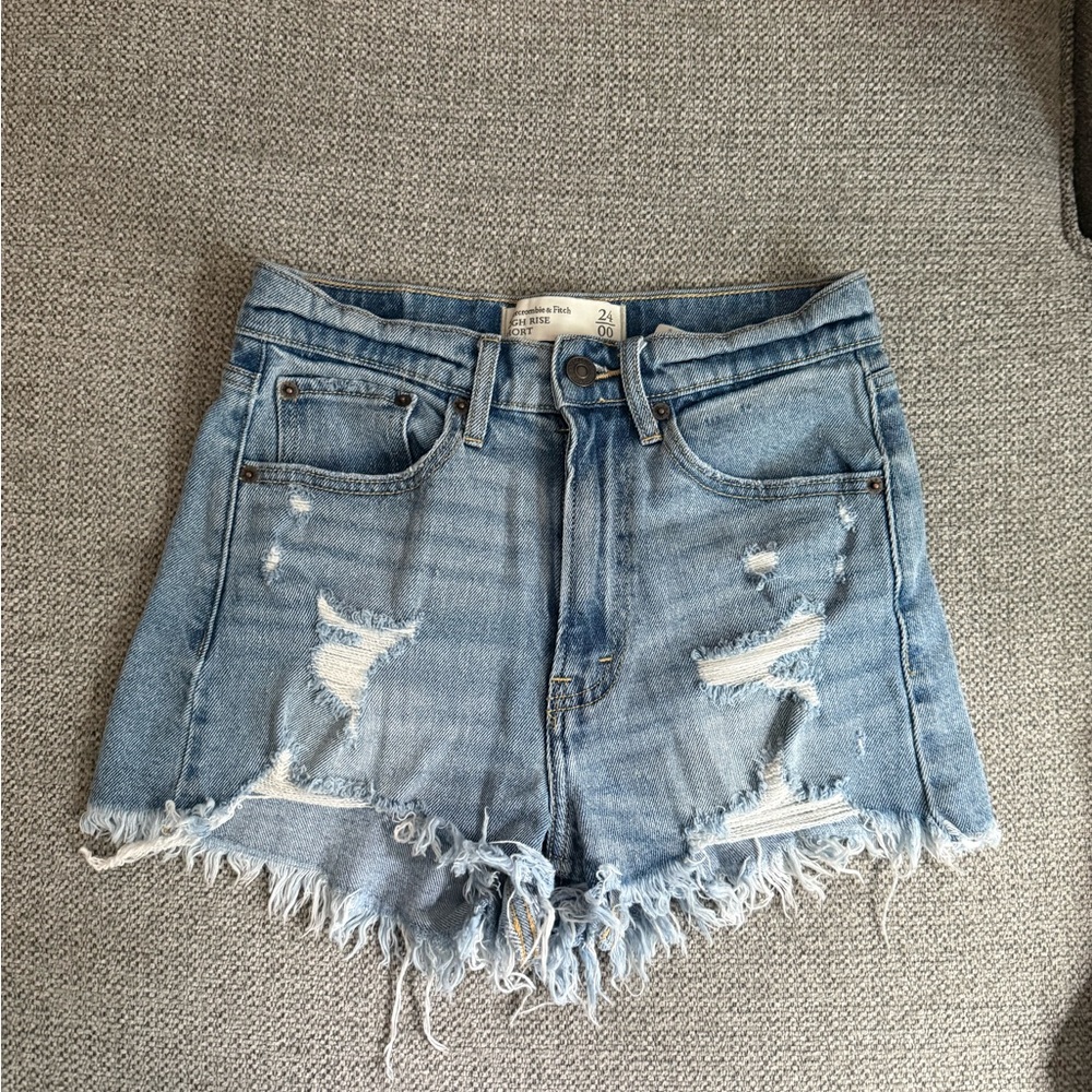 Abercrombie & Fitch Light Blue Distressed Jean Shorts